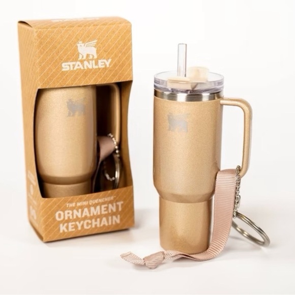 2 STANLEY mini quencher Water Bottle Keychain Christmas Ornament Charm Set of 2 - Picture 9 of 10